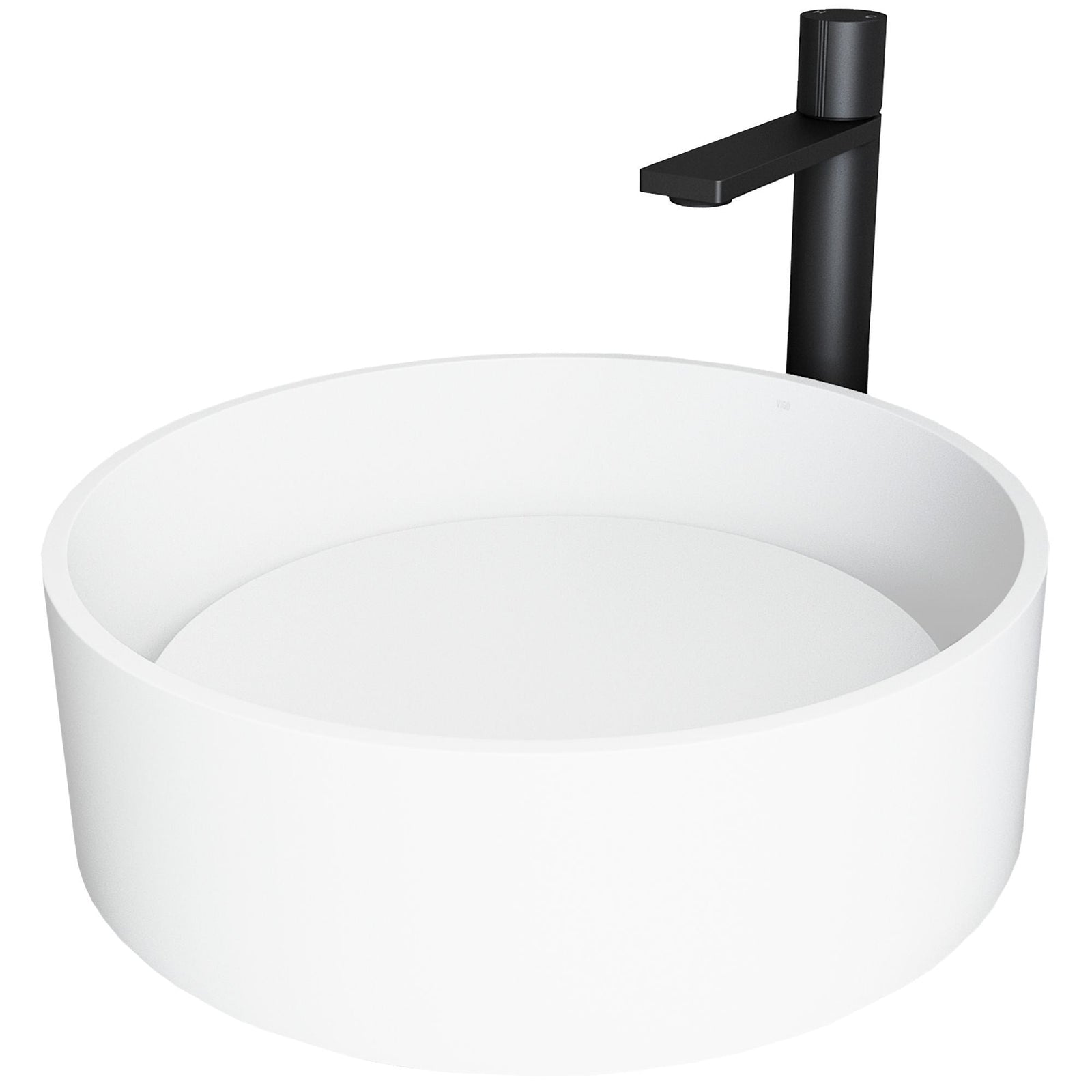 Anvil MatteStone Round White Composite Bathroom Sink/Basin Set with Gotham Faucet and Pop-Up Drain G7K4 - product image 1