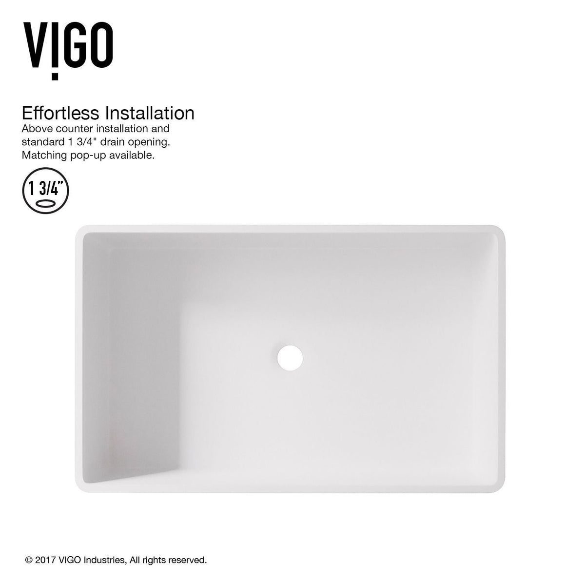 Magnolia MatteStone White Bathroom Sink/Basin Set with Niko Faucet and Rectangular Composite Vessel C3V2 - product image 2