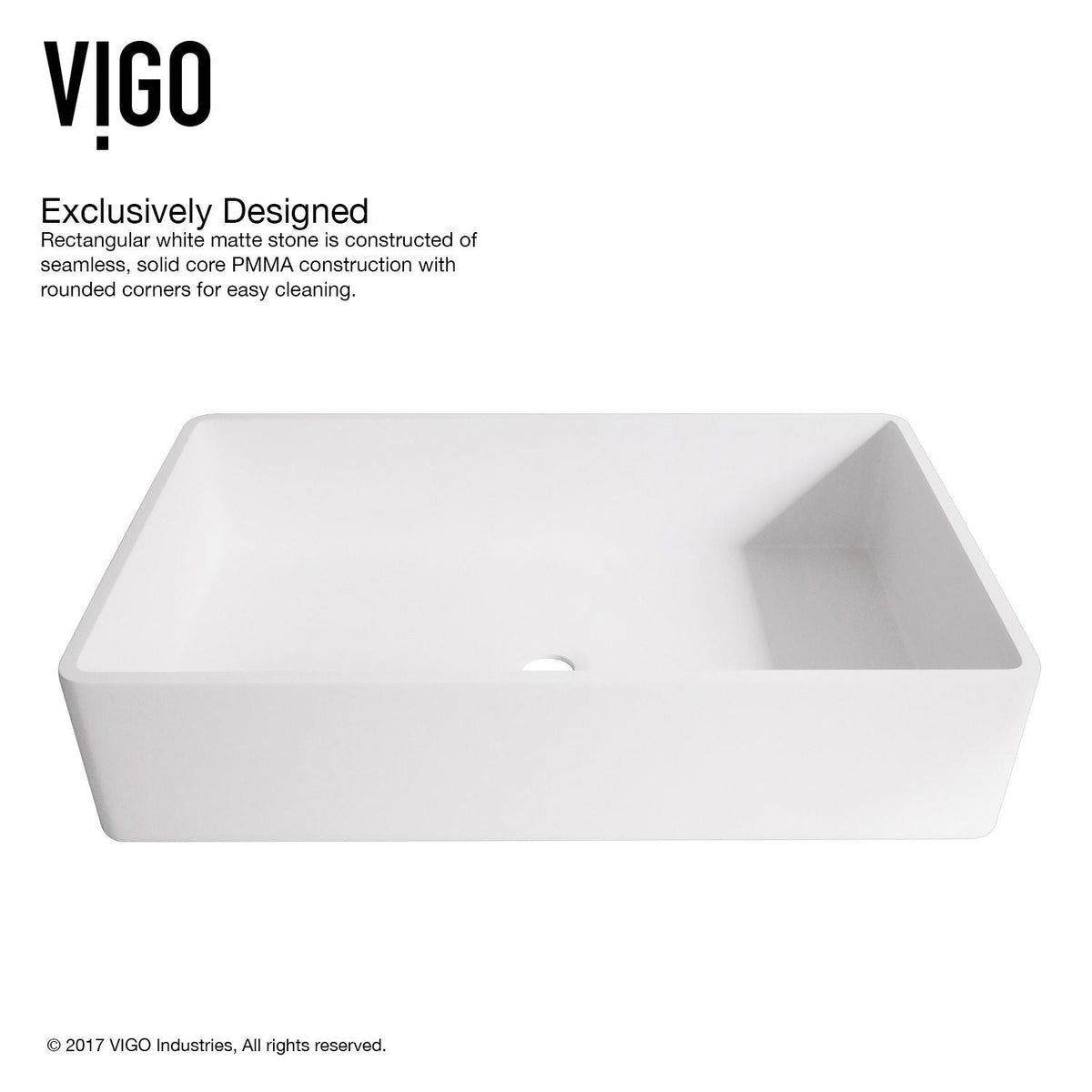 Magnolia MatteStone White Bathroom Sink/Basin Set with Niko Faucet and Rectangular Composite Vessel C3V2 - product image 7