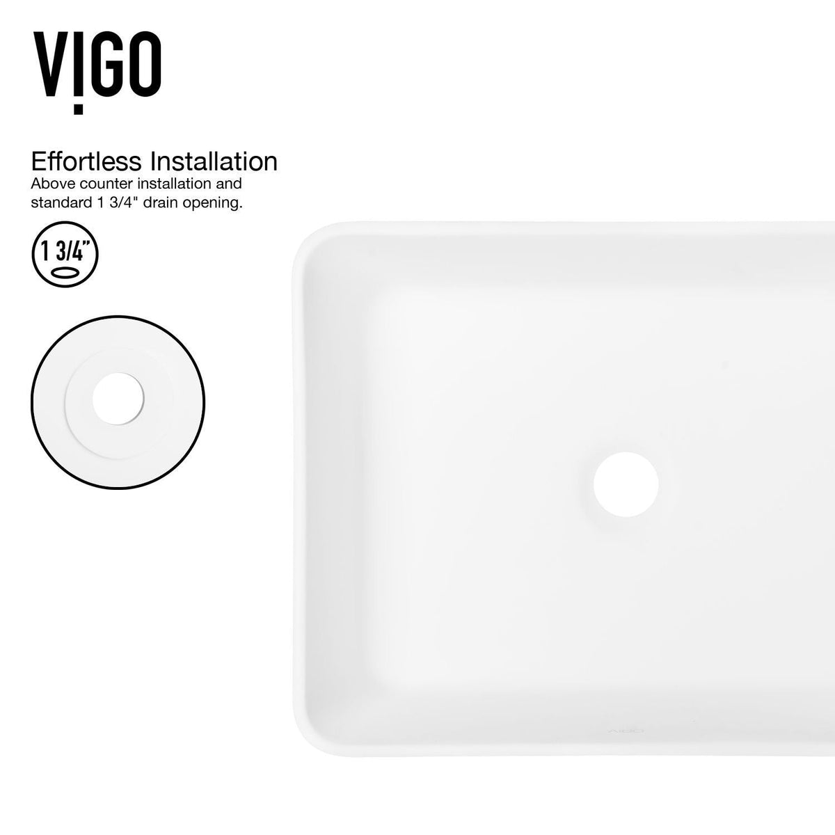 Marigold MatteStone Matte White Bathroom Sink/Basin Set with Amada Faucet and Rectangular Composite Vessel M1B2 - product image 3