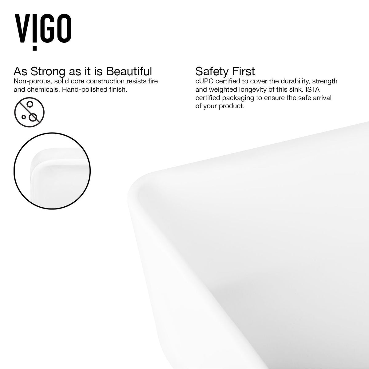 Marigold MatteStone Matte White Bathroom Sink/Basin Set with Amada Faucet and Rectangular Composite Vessel M1B2 - product image 8
