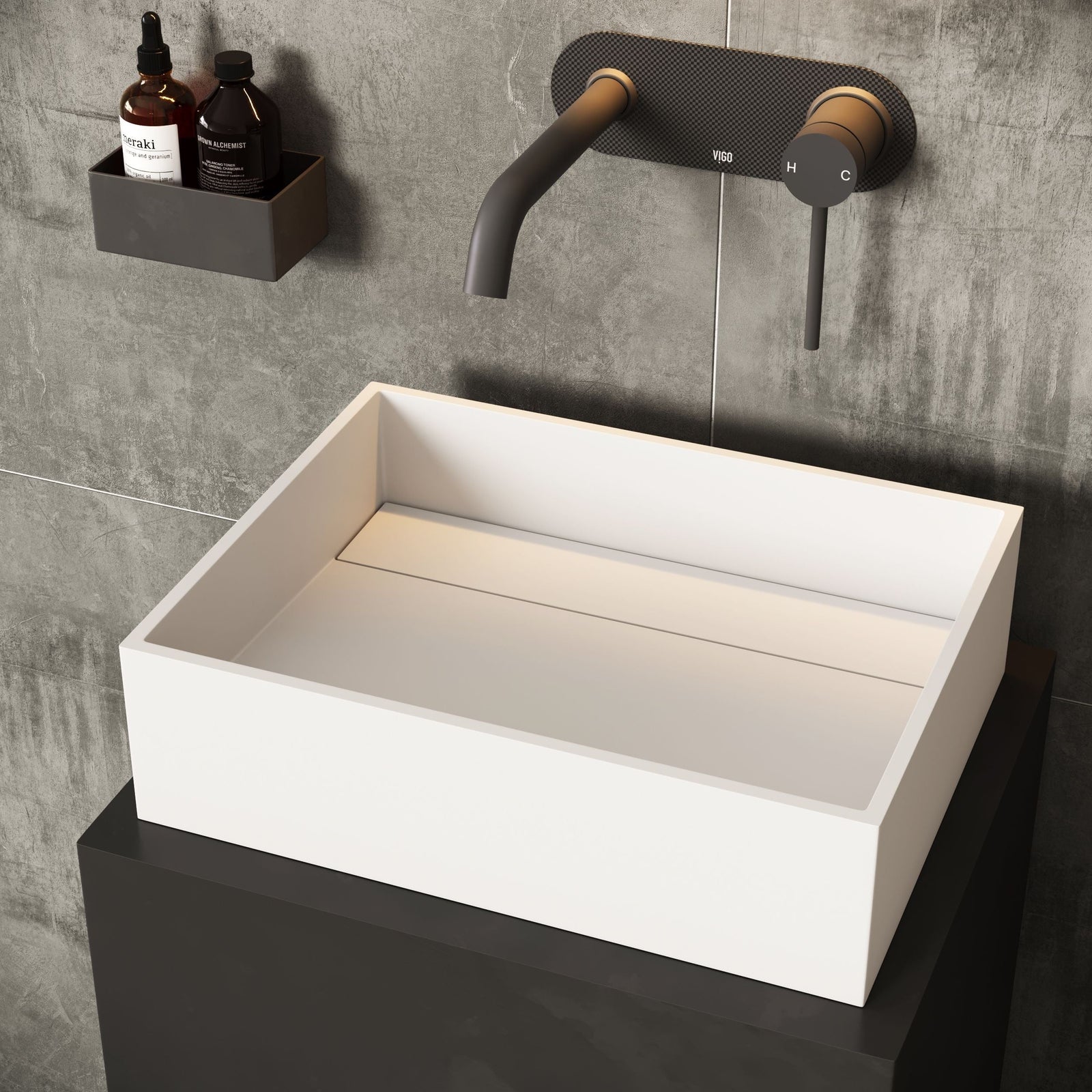 Montauk MatteStone 18x13-in Deep White Bathroom Sink/Basin with Rectangular Vessel W1X4 - product image 8