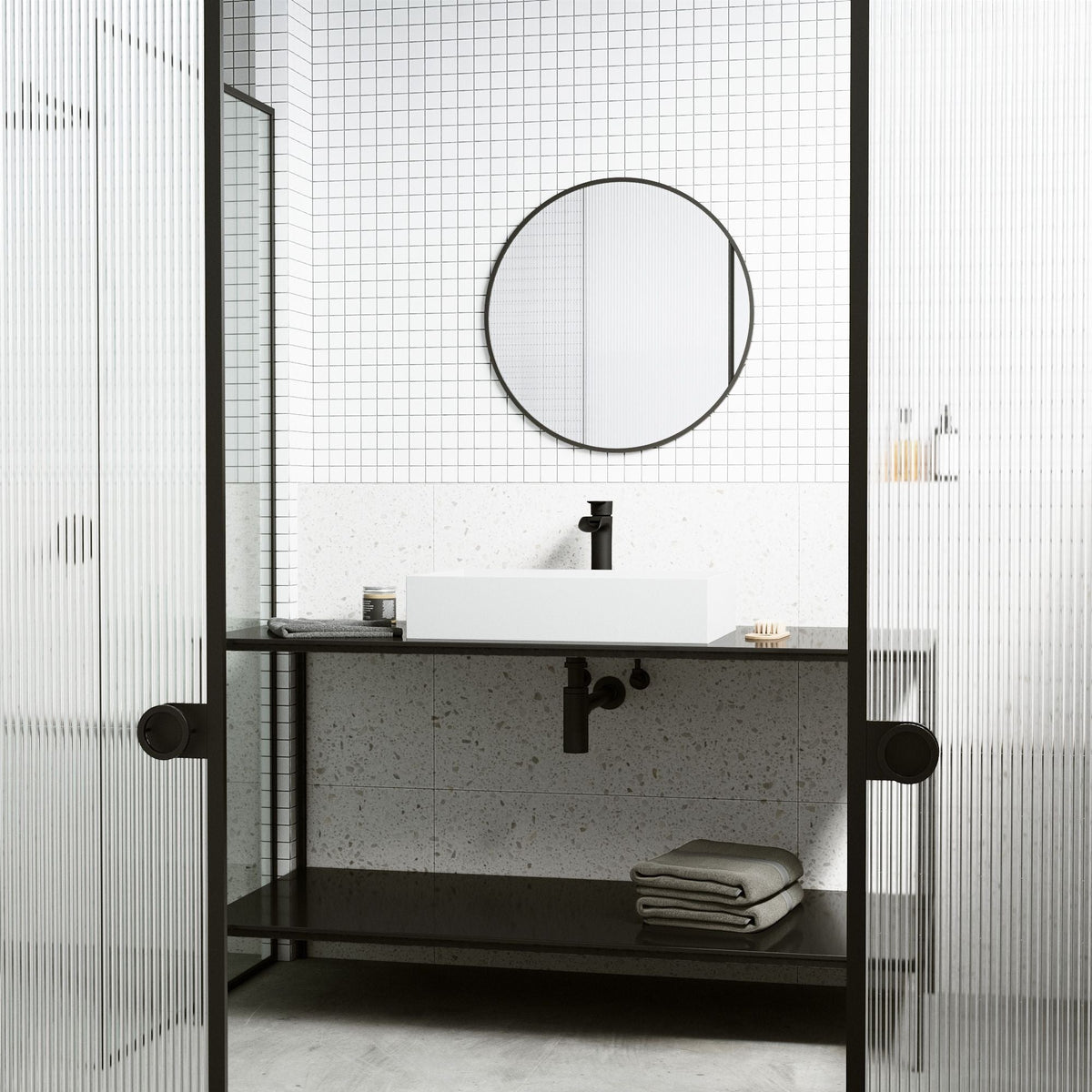 Montauk MatteStone White Bathroom Sink/Basin Set with Niko Faucet and Rectangular Composite Vessel P5N0 - product image 7