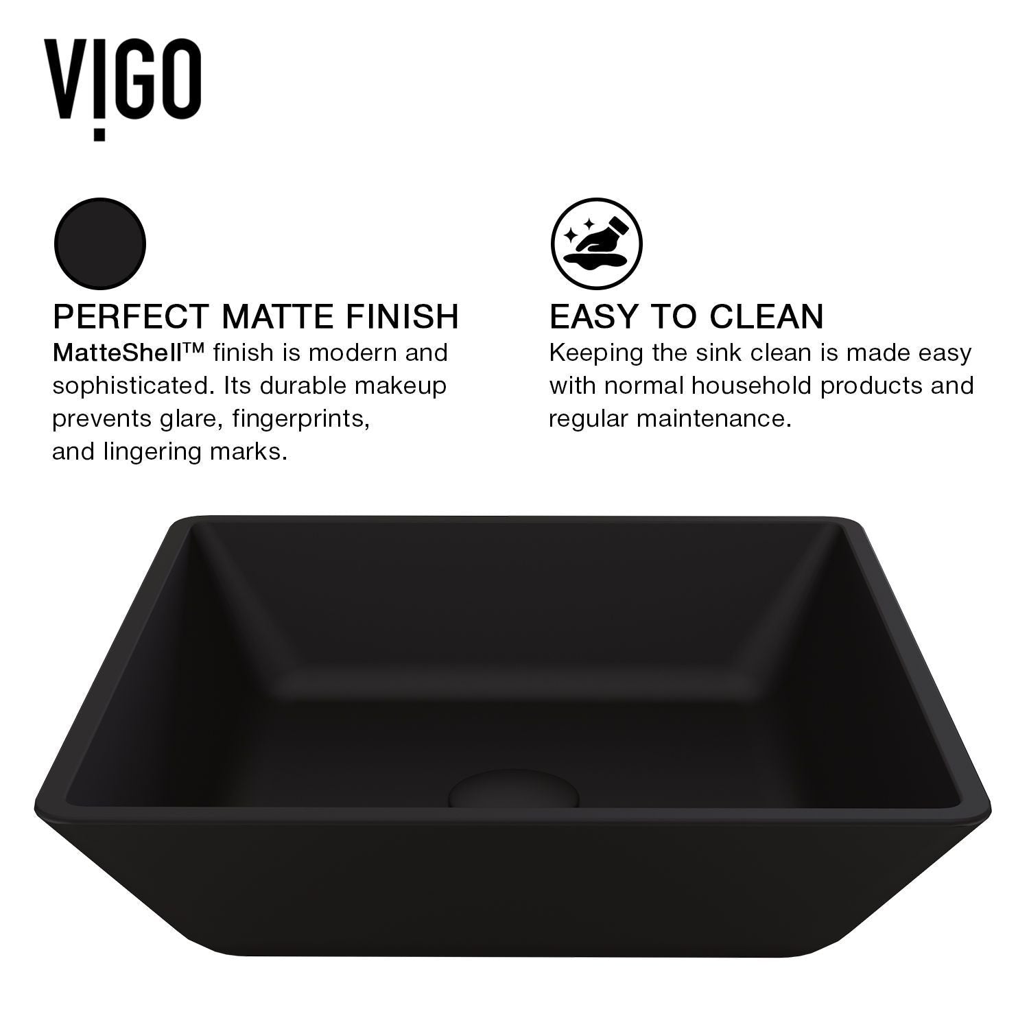Roma MatteShell Matte Black Bathroom Sink/Basin Set with Lexington Faucet and Glass Square Vessel Z3V4 - product image 5
