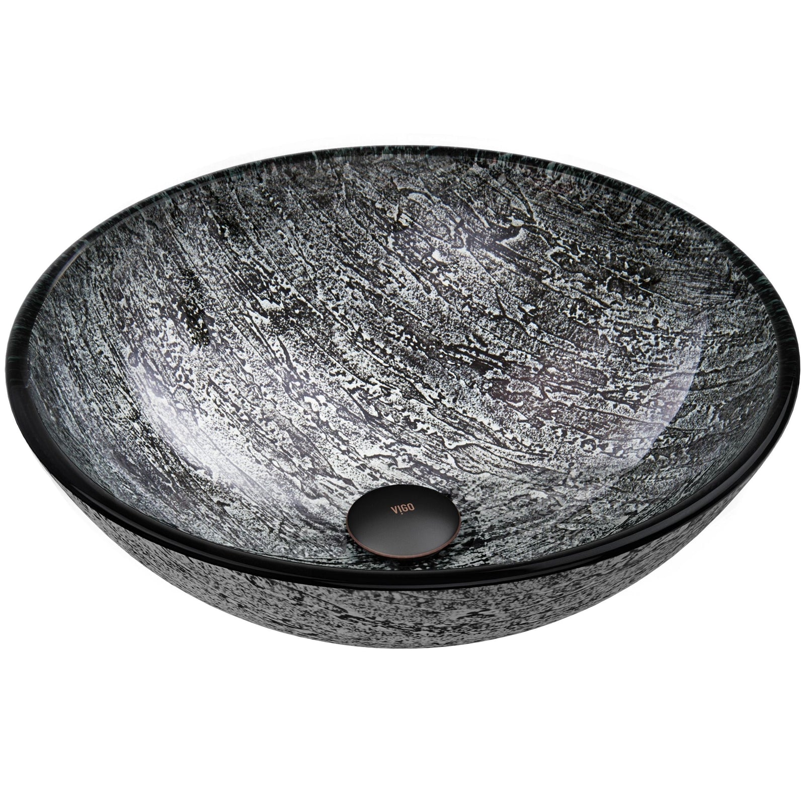 Round Glass Vessel Bathroom Sink/Basin with Deep Bowl, Titanium T8J0 - product image 2