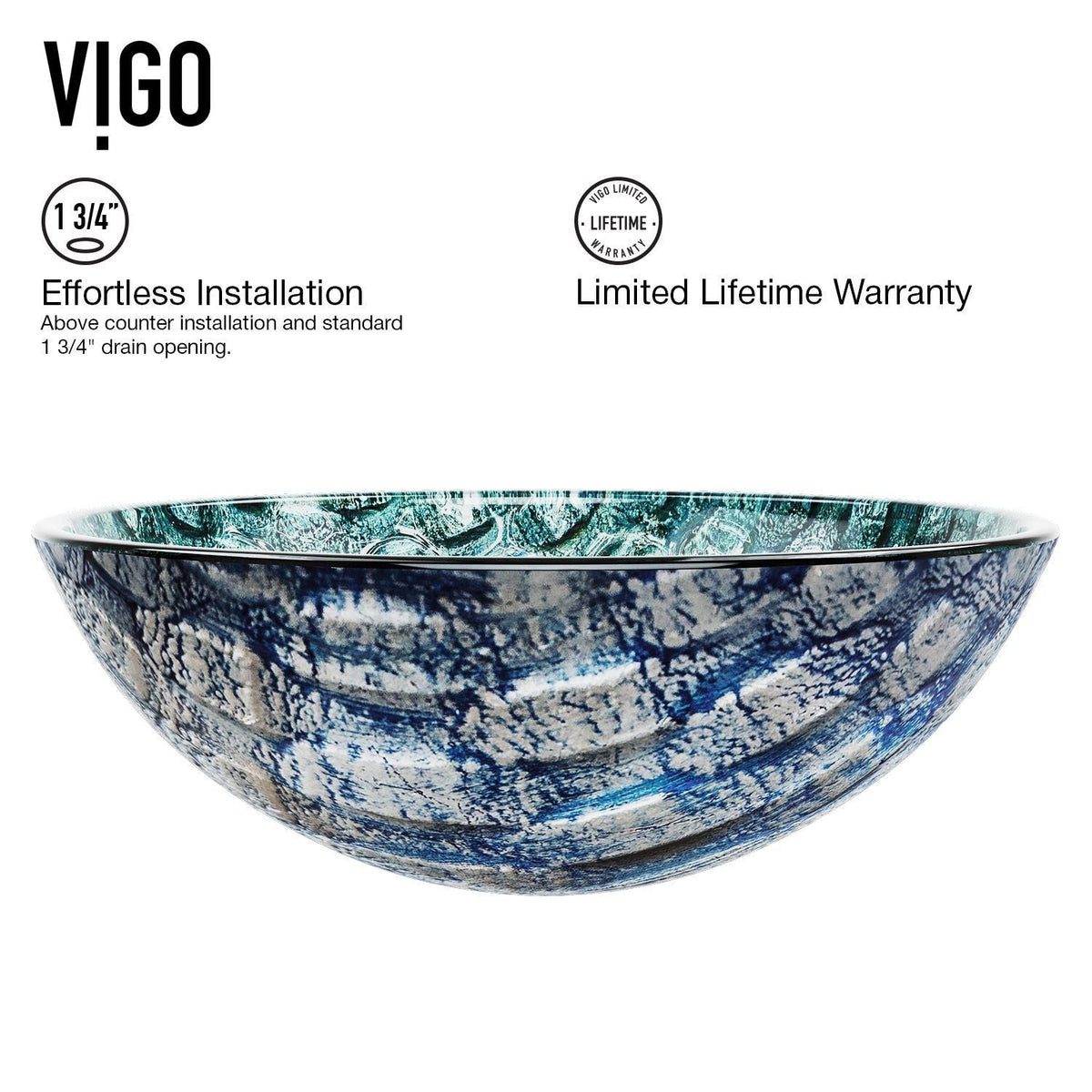 Round Glass Vessel Bathroom Sink/Basin with Scratch-Resistant Surface, Oceania Q0V7 - product image 3