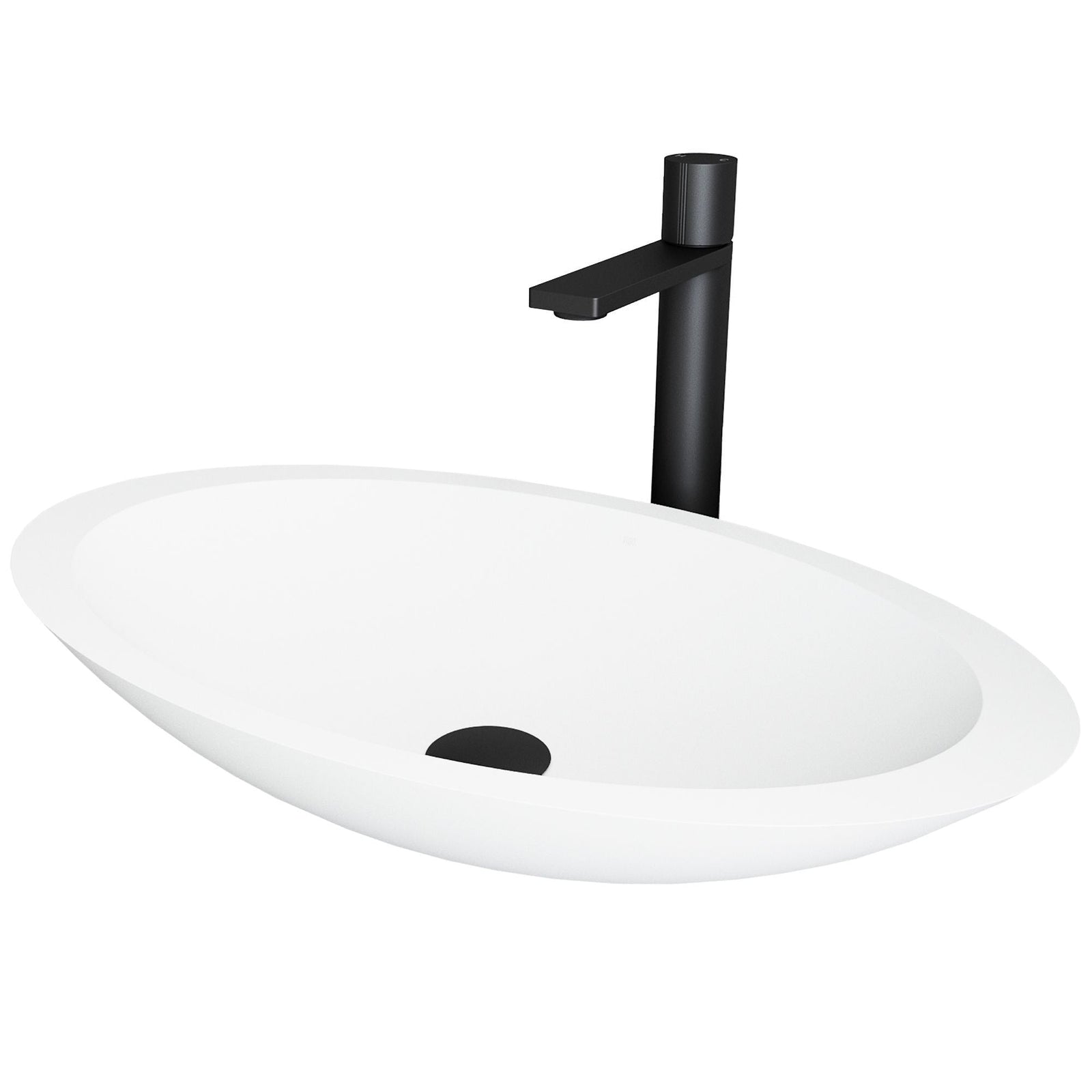 Wisteria MatteStone White Bathroom Sink/Basin Set with Gotham Faucet and Oval Composite Vessel I5E1 - product image 1