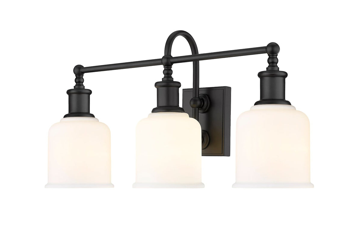 Bryant 3-Light Vanity Light, Black with Opal Shade Q8F6 - product image 1