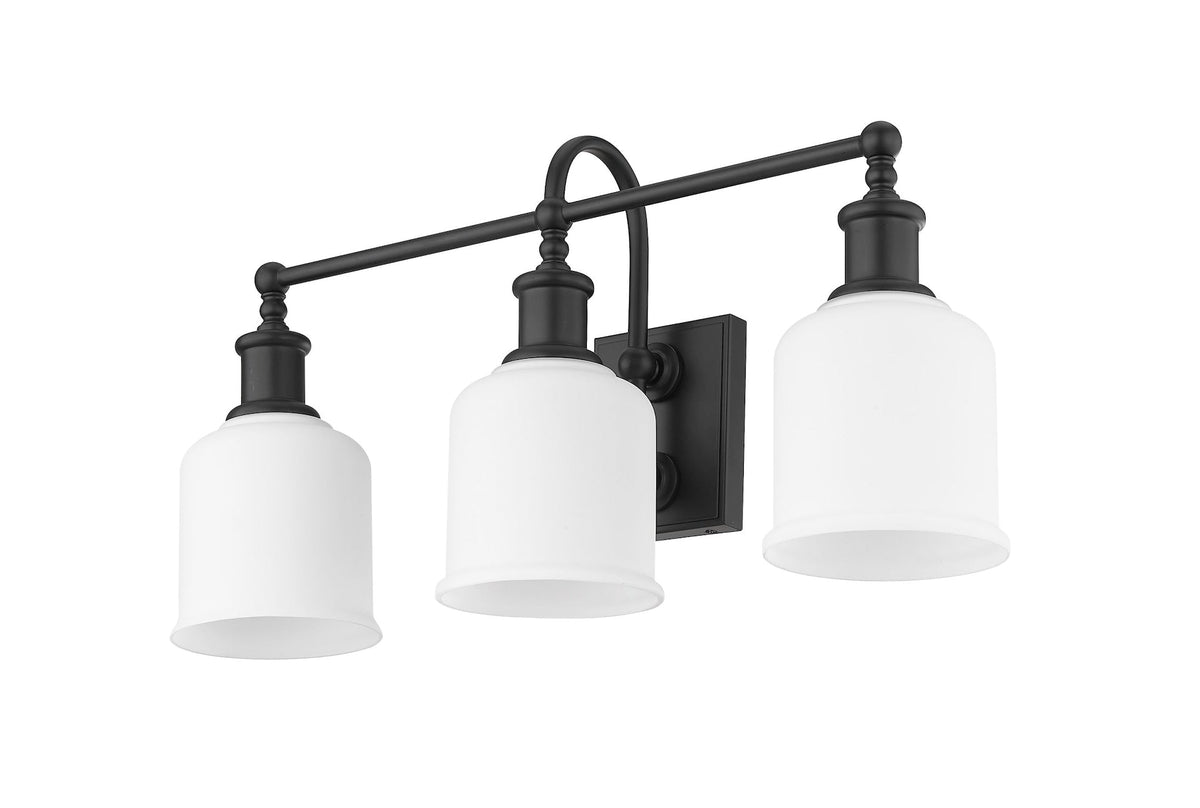 Bryant 3-Light Vanity Light, Black with Opal Shade Q8F6 - product image 3