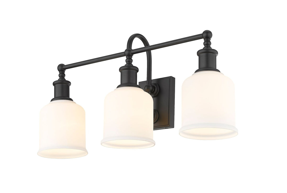 Bryant 3-Light Vanity Light, Black with Opal Shade Q8F6 - product image 4