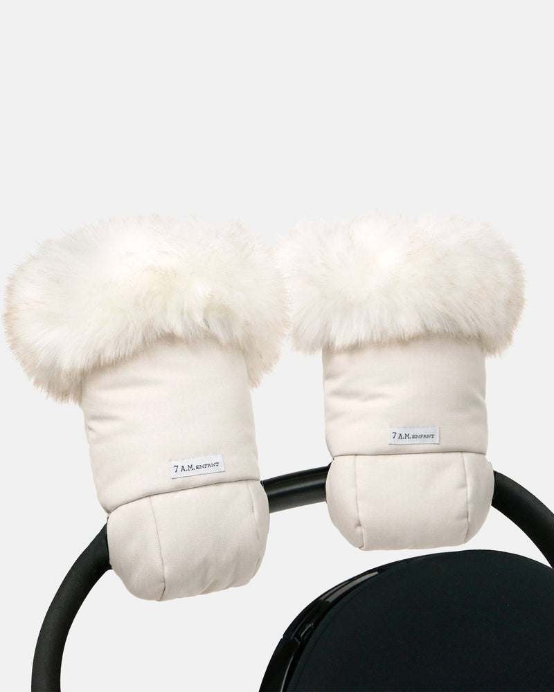 7AM Enfant Warmmuffs - White Fur and Beige Heather D0Z5