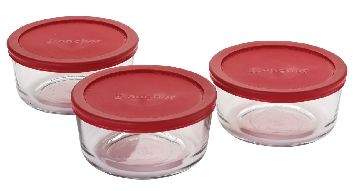 Glass Round Storage Container Set with Lids, 3 Count B9G1 - product image 1