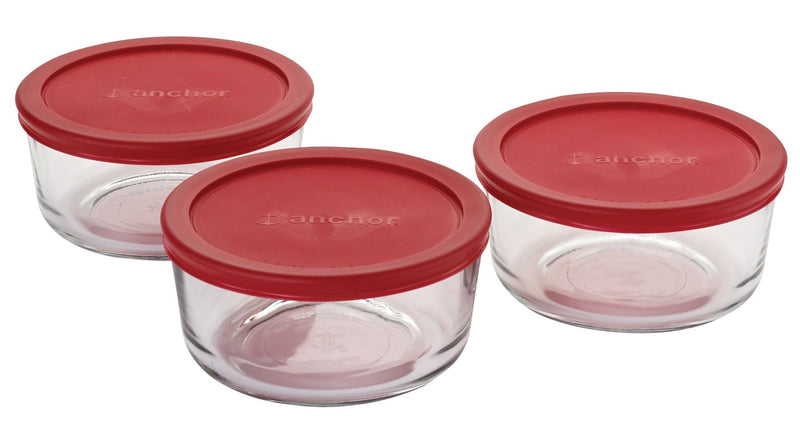 Glass Round Storage Container Set with Lids, 3 Count B9G1