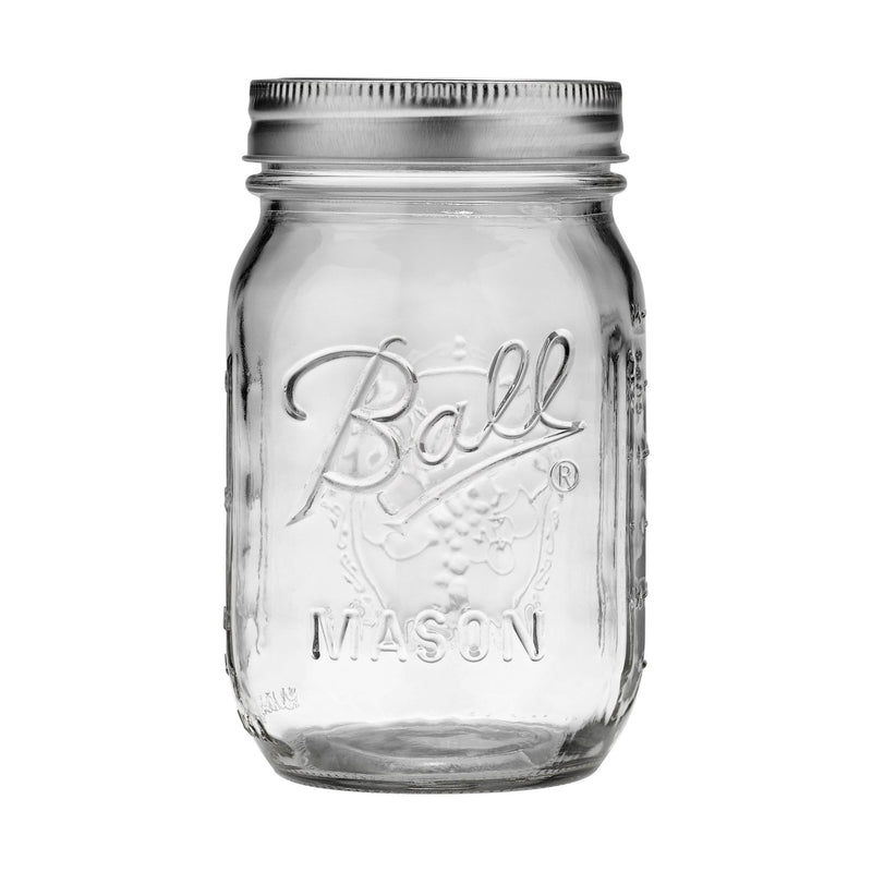Ball Regular Mouth Pint Glass Mason Jar, 16-oz/473-mL, 8-pk M1M3