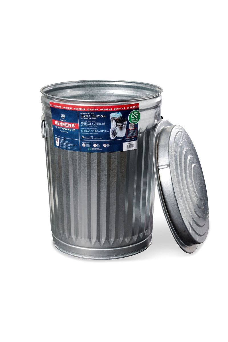 Galvanized Steel Circular Multi-Purpose Garbage Can, 75-L (19.8 US gal) P7F7