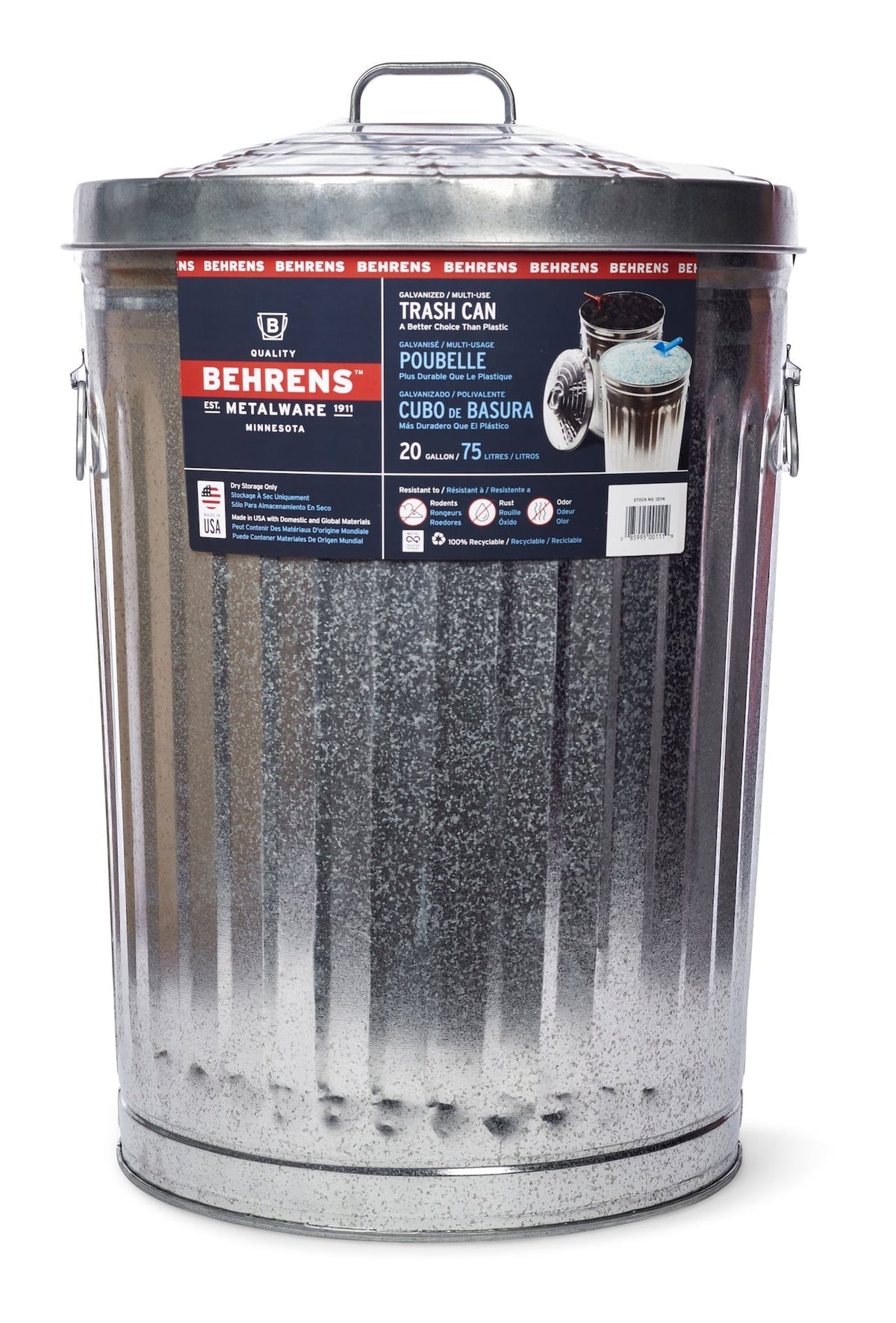 Galvanized Steel Circular Multi-Purpose Garbage Can, 75-L (19.8 US gal) P7F7 - product image 4