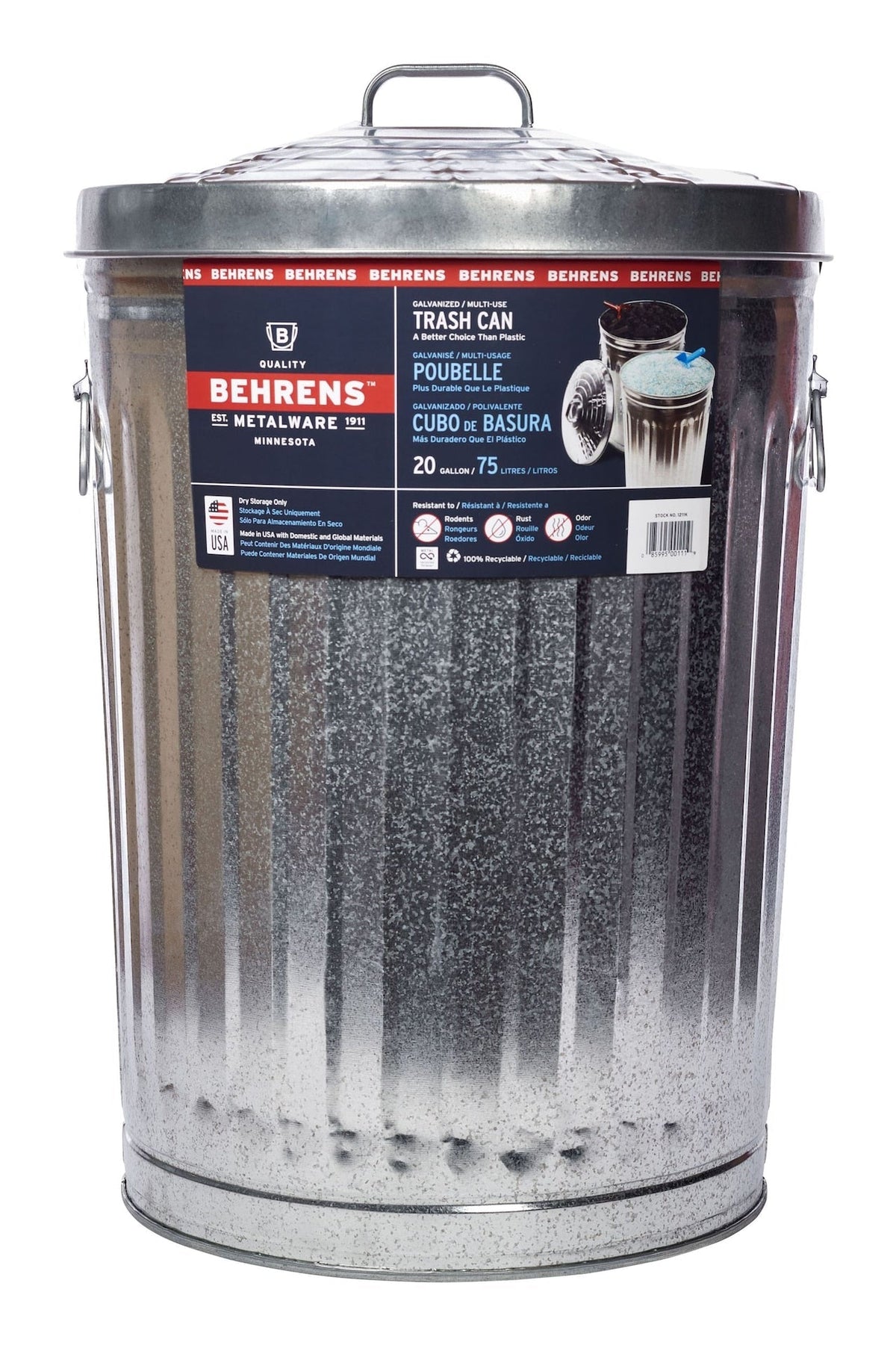Galvanized Steel Circular Multi-Purpose Garbage Can, 75-L (19.8 US gal) P7F7 - product image 5