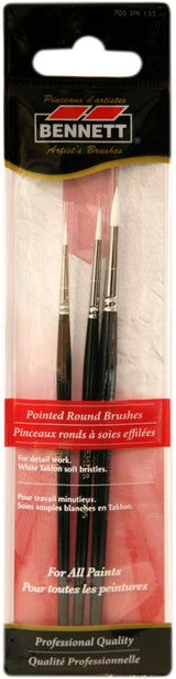 Professional Artist Pointed Round Tip Paint Brushes, 3-pk T1S9 - product image 1