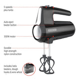Helix Hand Mixer, Premium Performance 5 Speed Hand Mixer, Includes 5 Attachments and Case, Black Z5U8 - product image 4
