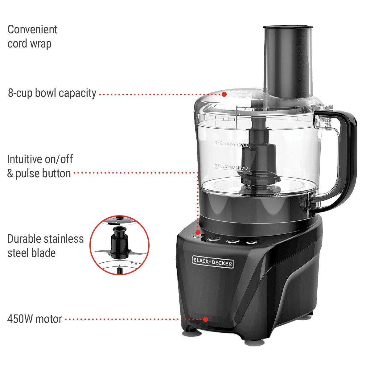 Black N Decker Dishwasher Safe Food Processor, 8-Cup J7B0 - product image 3