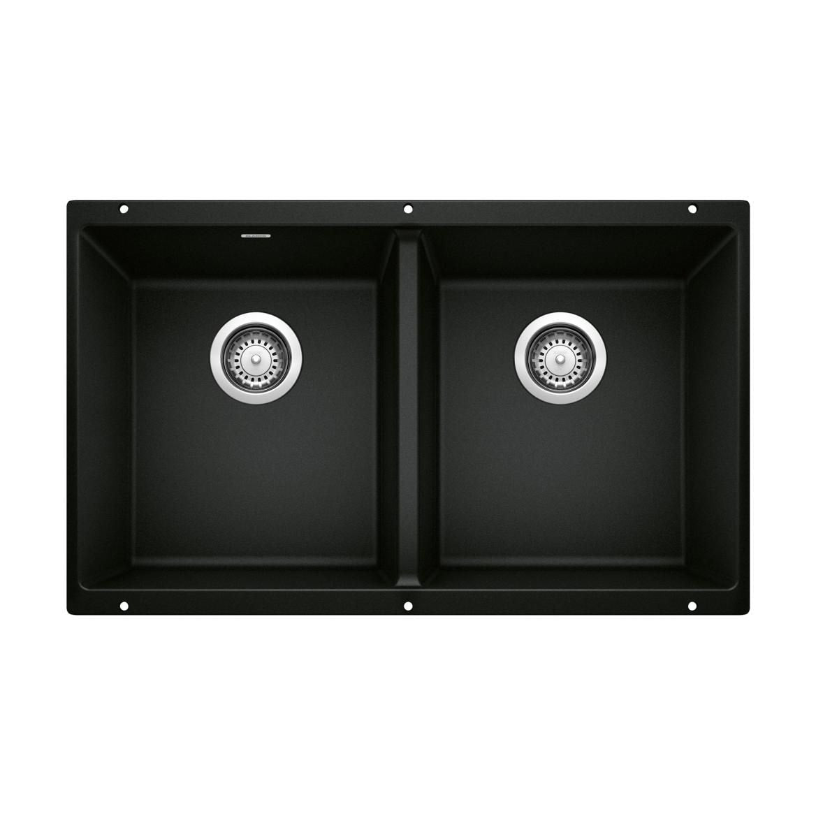 Precis SILGRANIT 29-in 50/50 Double Bowl Undermount Kitchen Sink, Coal Black G6G7 - product image 1
