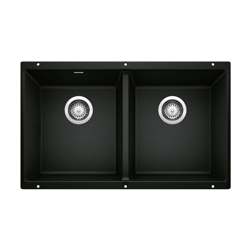 Precis SILGRANIT 29-in 50/50 Double Bowl Undermount Kitchen Sink, Coal Black G6G7