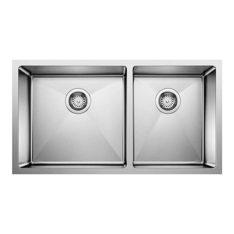 Quatrus R15 33-in 60/40 Double Bowl Undermount Stainless Steel Kitchen Sink X4Y5