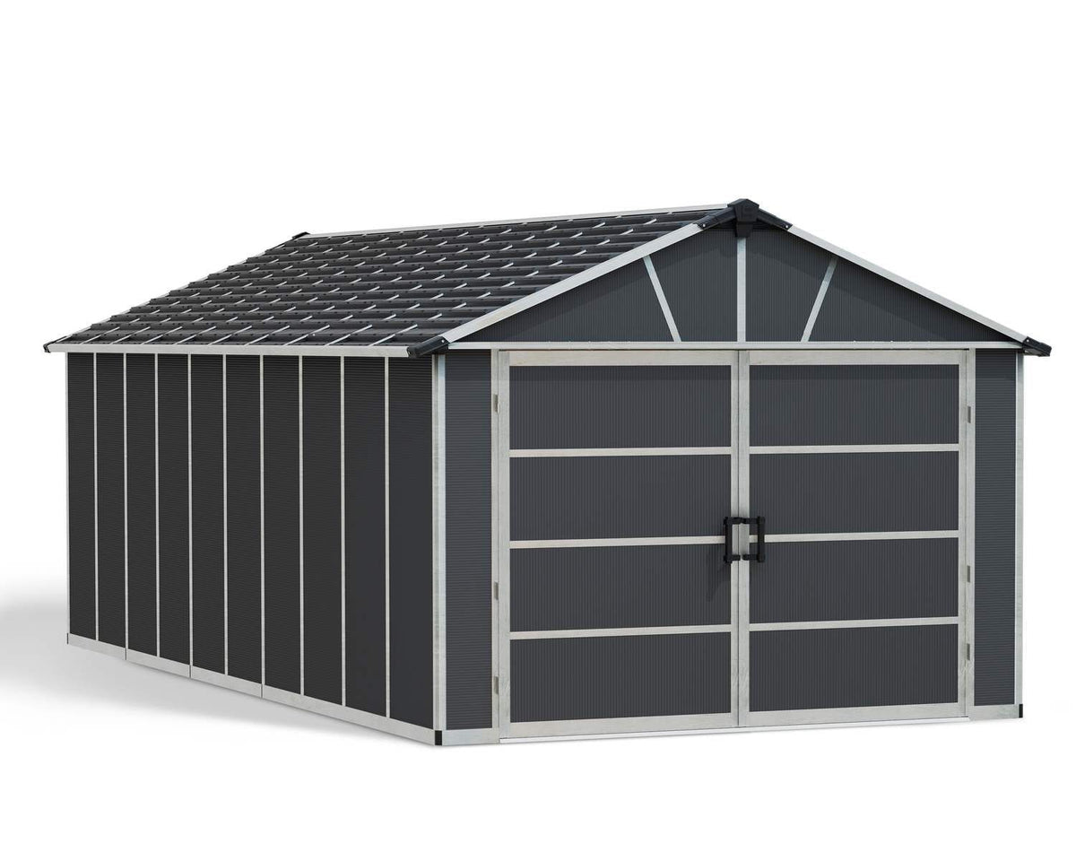 by Palram Yukon 2-Door Car Garage/Utility Storage Shed Kit, Dark Grey, 11x21-ft S5L6 - product image 1