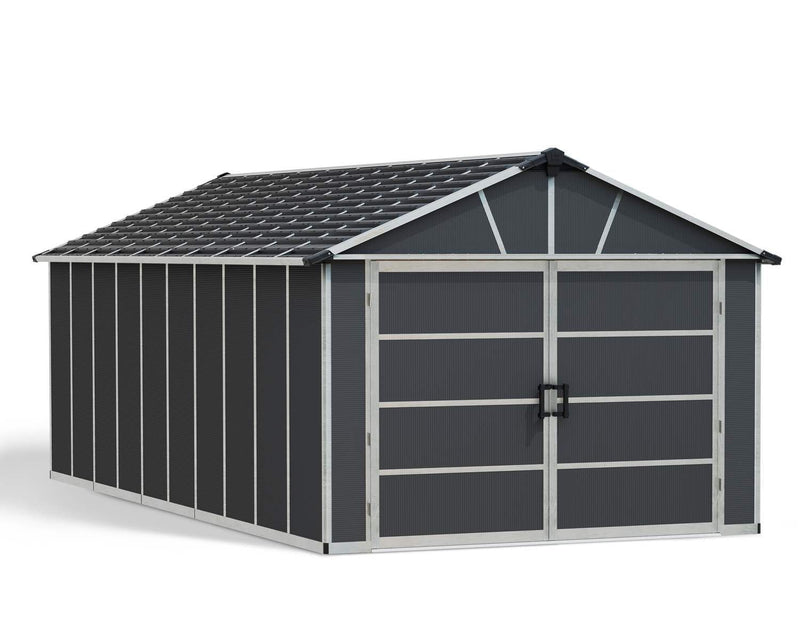 by Palram Yukon 2-Door Car Garage/Utility Storage Shed Kit, Dark Grey, 11x21-ft S5L6