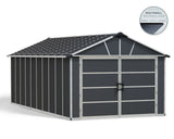 by Palram Yukon 2-Door Car Garage/Utility Storage Shed Kit, Dark Grey, 11x21-ft D9J0 - product image 3