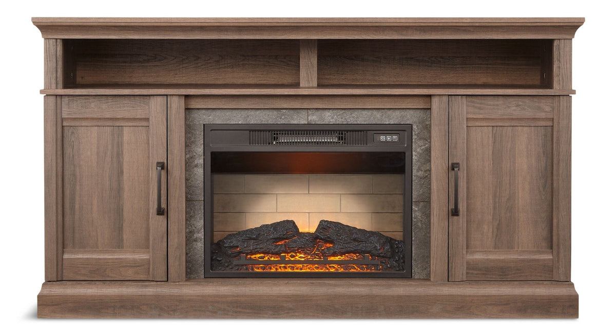 Abbotsford Media Console Electric Fireplace TV Stand, 60-in, 1400W, Includes Remote Control, Brown M8M3 - product image 1
