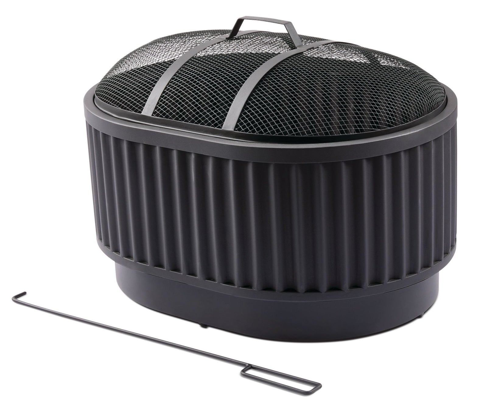 Barbeau Oval Outdoor Fluted Wood Firepit, 28-in, Black B3H4 - product image 2