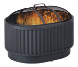 Barbeau Oval Outdoor Fluted Wood Firepit, 28-in, Black B3H4 - product image 4