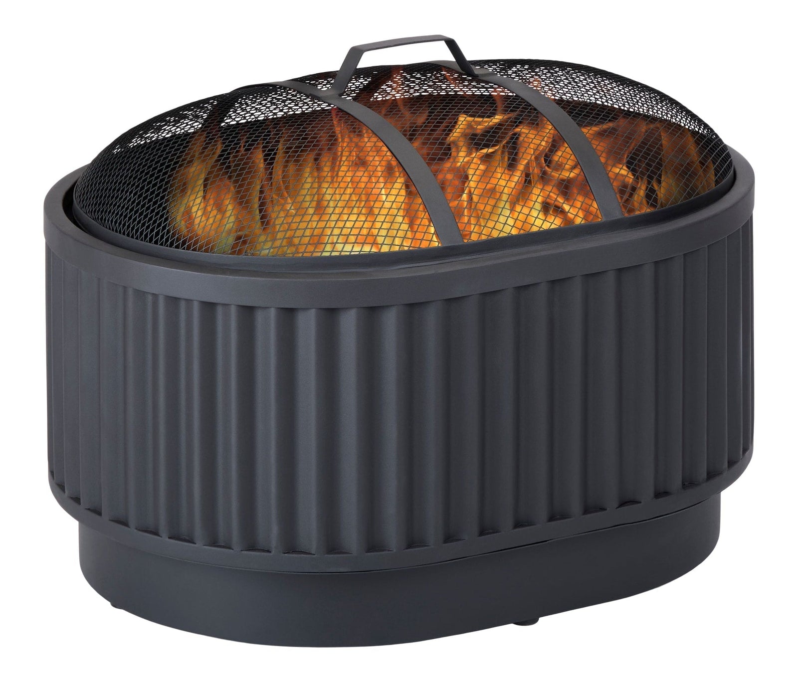 Barbeau Oval Outdoor Fluted Wood Firepit, 28-in, Black B3H4 - product image 4