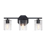 Bridgewater 3-Light Vanity Light Fixture with Rippled Glass Shade, Black J6C2 - product image 2