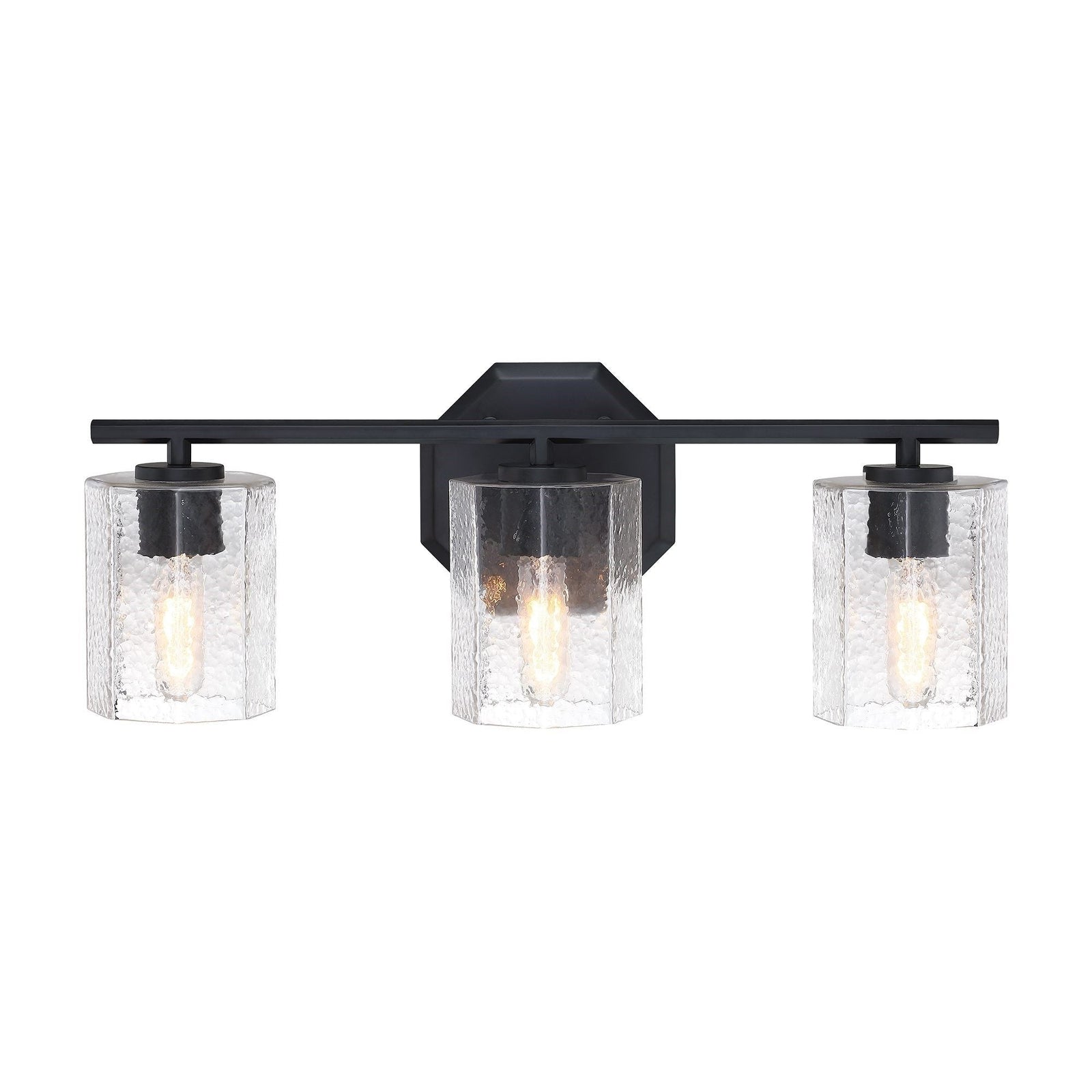 Bridgewater 3-Light Vanity Light Fixture with Rippled Glass Shade, Black J6C2 - product image 2