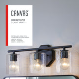 Bridgewater 3-Light Vanity Light Fixture with Rippled Glass Shade, Black J6C2 - product image 4