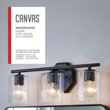 Bridgewater 3-Light Vanity Light Fixture with Rippled Glass Shade, Black J6C2 - product image 5