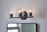 Bridgewater 3-Light Vanity Light Fixture with Rippled Glass Shade, Black J6C2 - product image 8