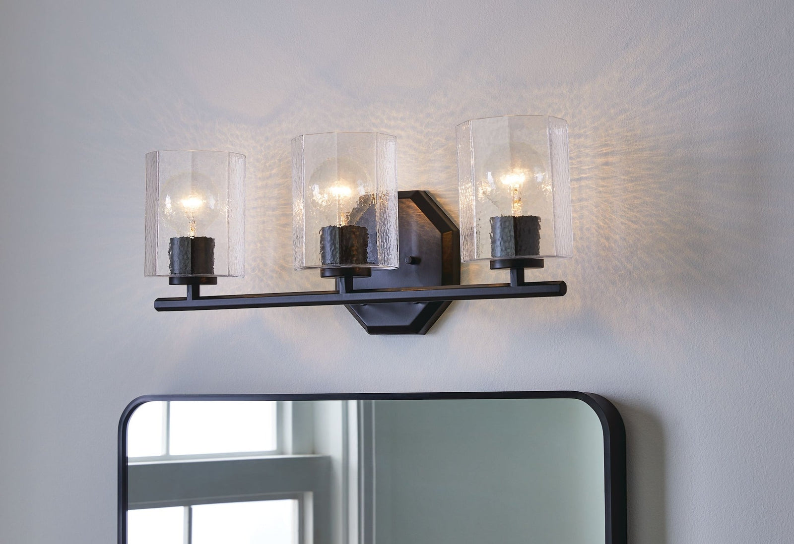 Bridgewater 3-Light Vanity Light Fixture with Rippled Glass Shade, Black J6C2 - product image 8