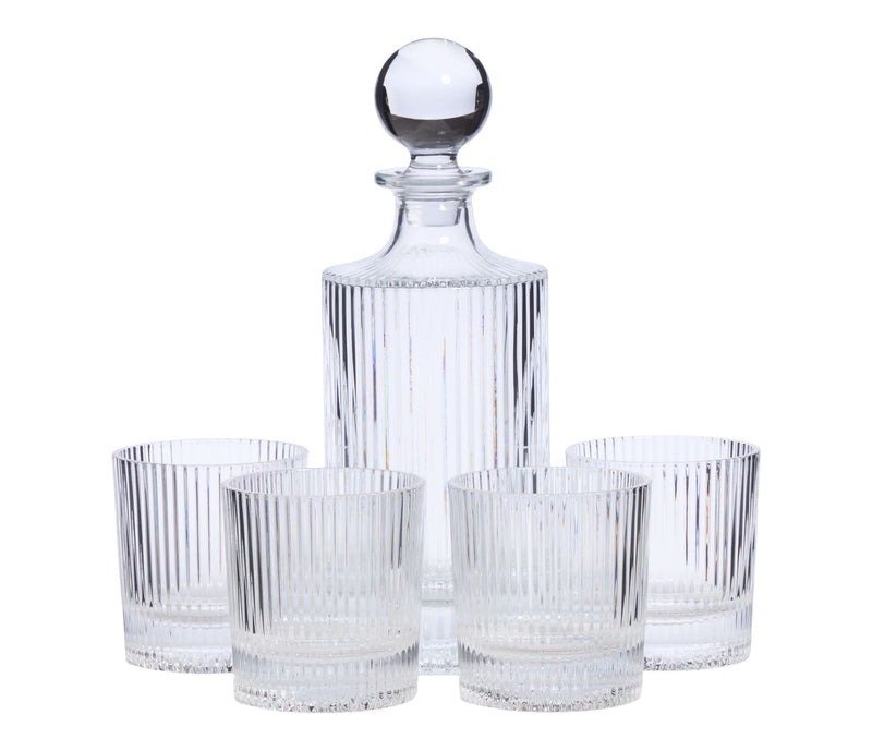Fluted Decanter & Glasses Set, 5-pc S8H1