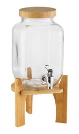 Glass Drink Dispenser, 4-L, with Bamboo Stand & Lid Y4Q5 - product image 1