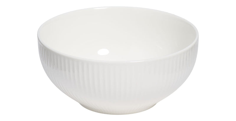 Highbury Ribbed New Bone Low Bowl, 1-pc, White R5I6