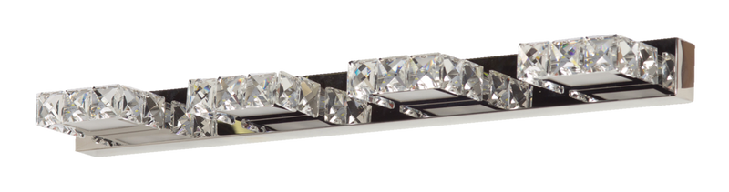 Isabella 4-Light Crystal Design LED Vanity Light Fixture, Chrome D7S8