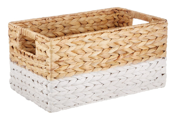 Lucy Rectangular Woven Natural Material Storage Basket, 13 x 8.6 x 7-in O1Z6