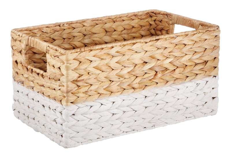 Lucy Rectangular Woven Natural Material Storage Basket, 13 x 8.6 x 7-in O1Z6
