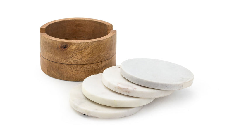 Marble Drink Coasters, Round, Crystal, 4-pk O0P8