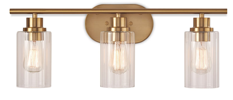 Rosstown 3-Light Vanity Light Fixture with Glass Shades, Brushed Gold S3G6