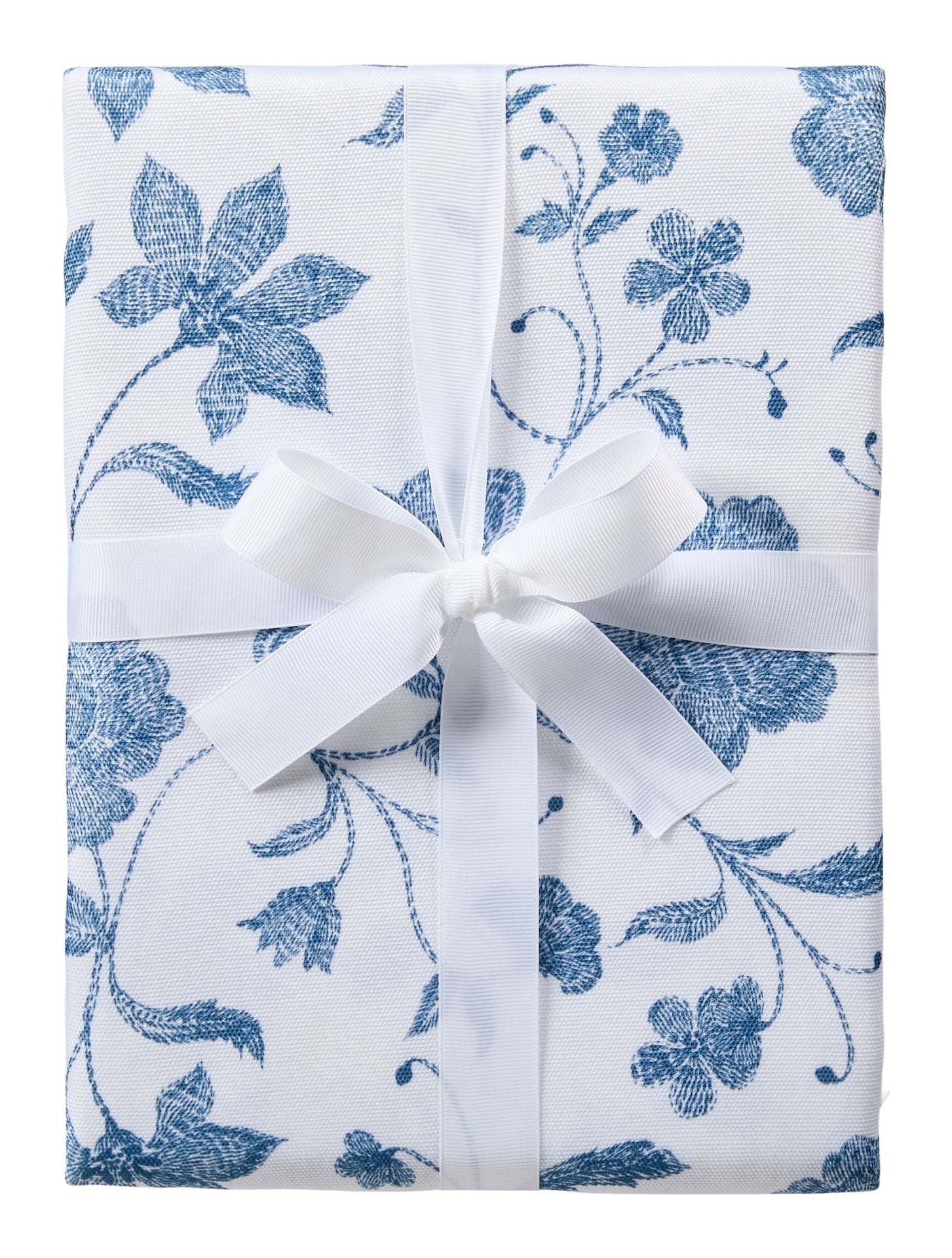 Spill Resistant Floral Print Table Cloth, Blue/White, 60-in x 104-in M0B8 - product image 1