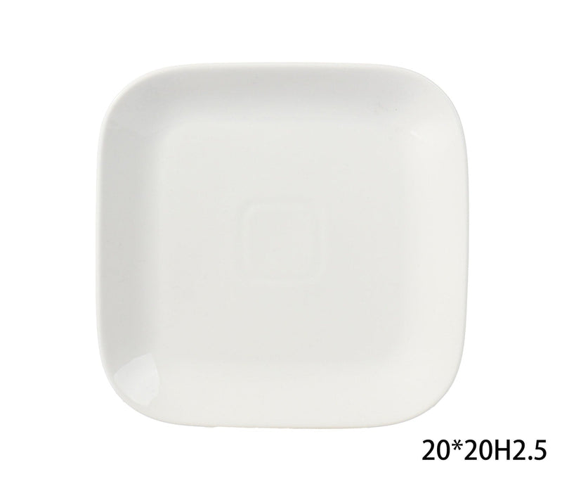 Square Stoneware Side Plate, 8-in, White T1C9
